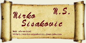 Mirko Šišaković vizit kartica